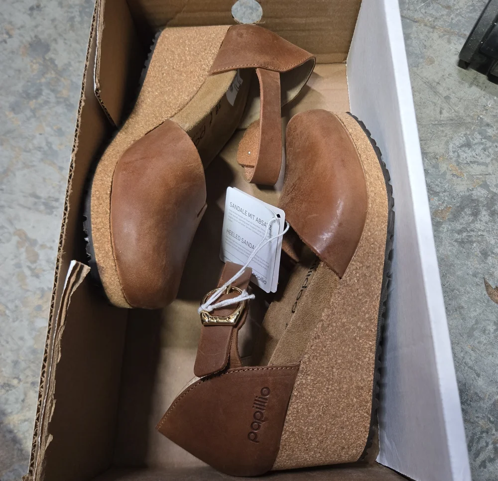 Birkenstock Brown Cork Wedge Mary Jane Platform Sandals